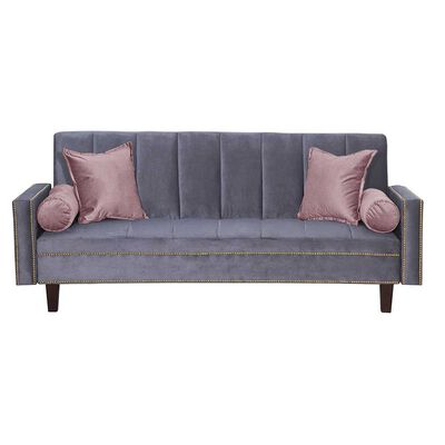 Futón Black Factory Vanguardia 3 Cuerpos Gris Rosa