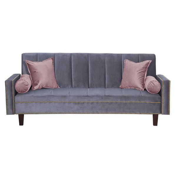 Futón Black Factory Vanguardia 3 Cuerpos Gris Rosa