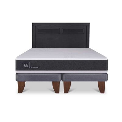 Imagen 1 del producto Cama Europea CIC Base Dividida King Ortopedic + Respaldo Milan Negro