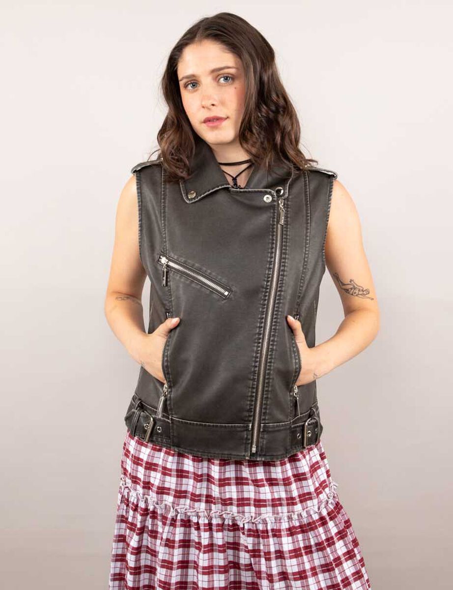 Chaqueta Biker Ecouero Sin Mangas Mujer Icono