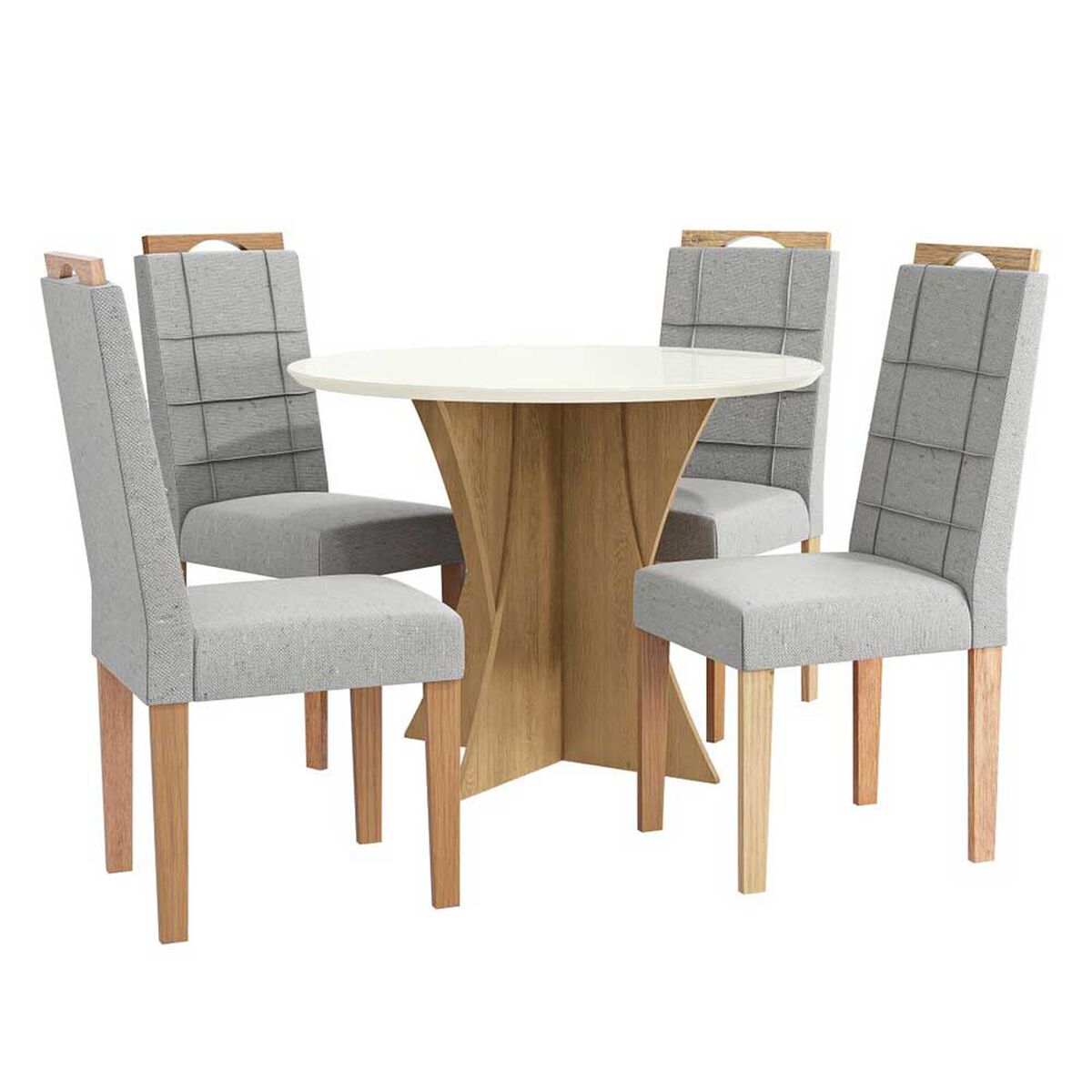 Juego de Comedor Yardas Turín 4 Sillas Off White