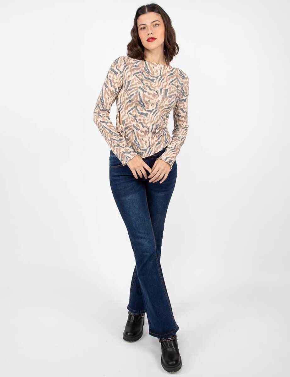 Polera Asimétrica Manga Larga Mujer Fiorucci