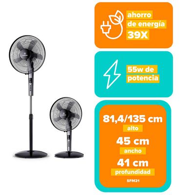 Ventilador 2 en 1 Mademsa SFM21 de Mesa y Pedestal