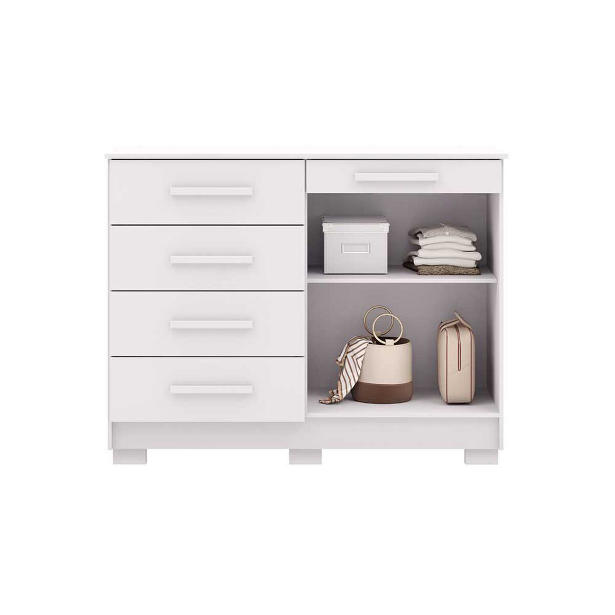 C&oacute;moda Vekkahome Americana 5 Cajones 2 Puertas Blanca