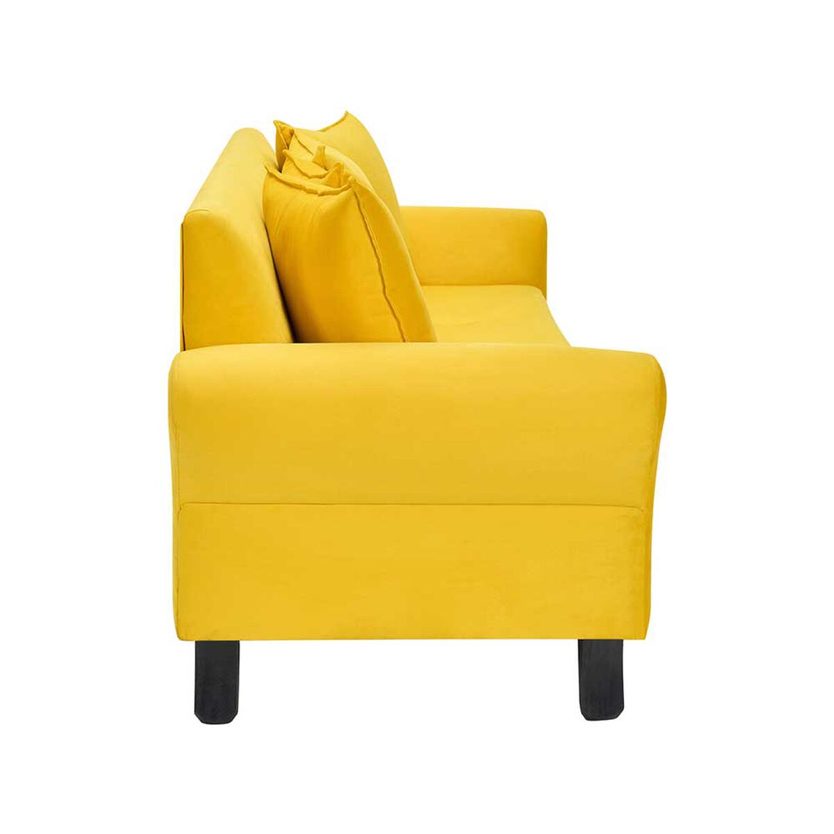 Juego de Living Bodevir Lua Felpa 3 Cuerpos + Dos Poltronas 1 Cuerpo Amarillo