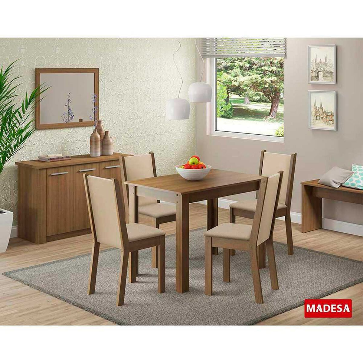 Juego de Comedor Vekkahome Leone 4 Sillas Caf&eacute;