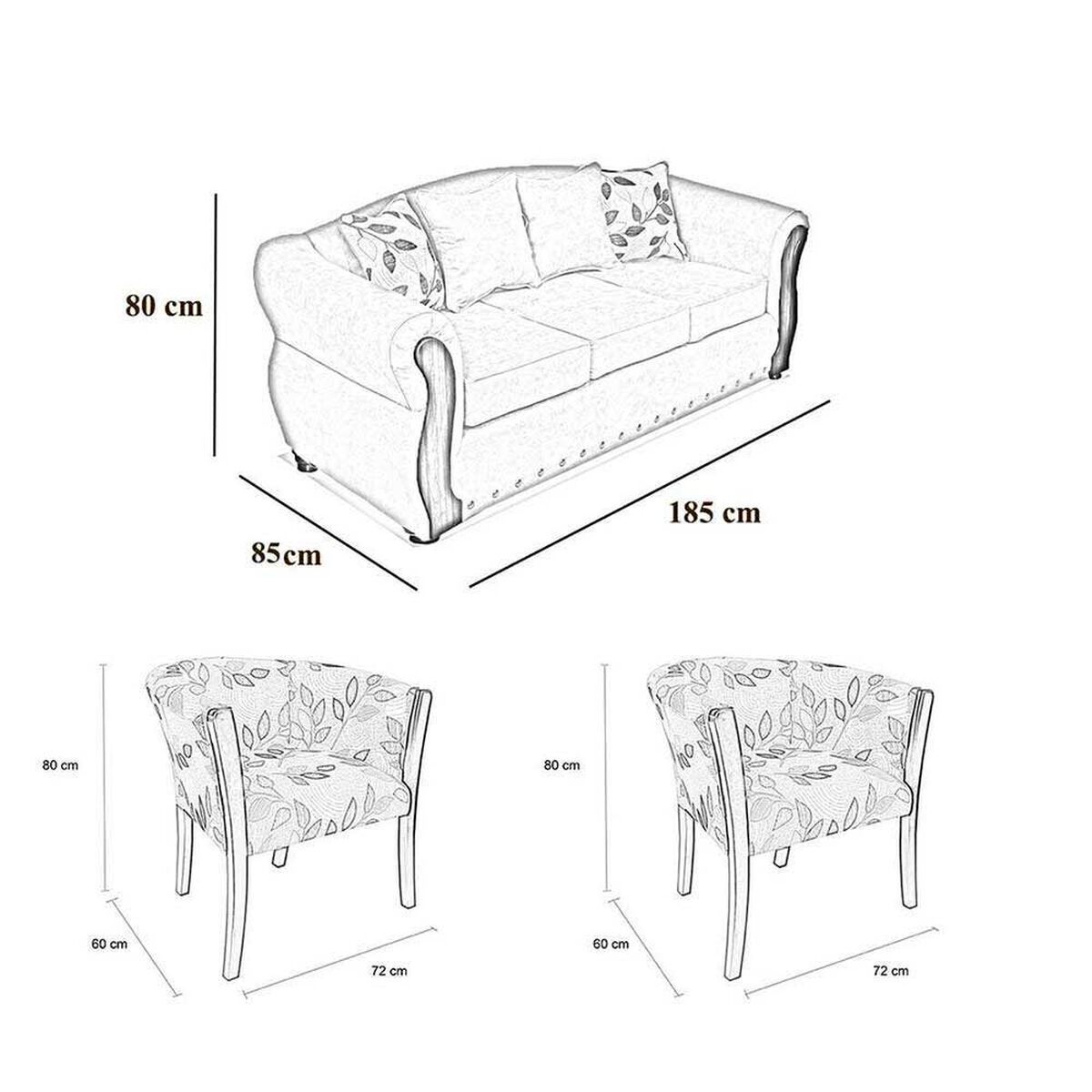 Juego de Living Elegant Detail Bartolucci Sof&aacute; 3 Cuerpos + Dos Sillones 1 Cuerpo Rojo