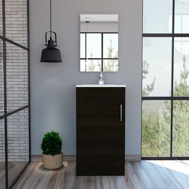 Combo Mueble Lavamanos + Espejo TuHome My Bath Wengue