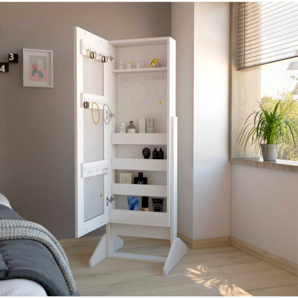 Joyero Tuhome Prisma 1 Puerta con Espejo Integrado Blanco
