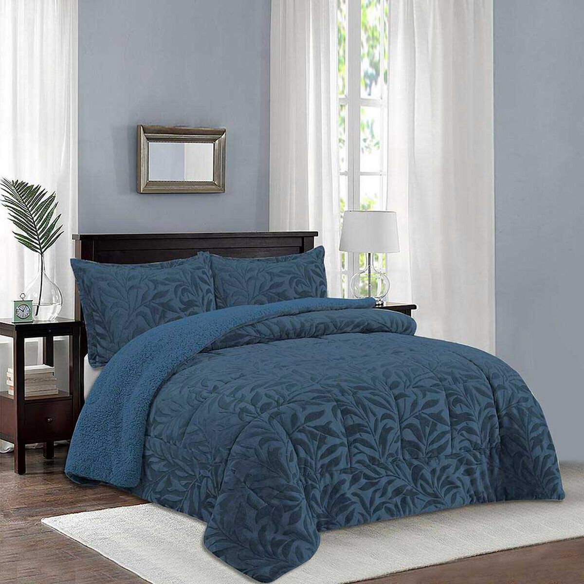 Cubrecama Doral Super King Azul Outboss Sherpa