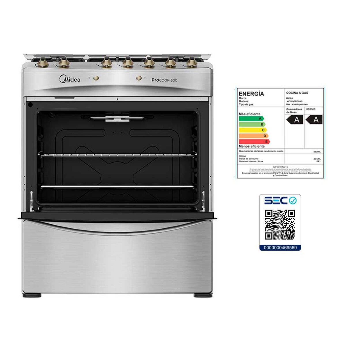 Cocina a Gas Midea MCG-5QPI30NS 5 Quemadores