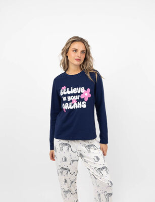 Imagen 1 del producto Polera Pijama Mujer Icono Azul, Rosado
