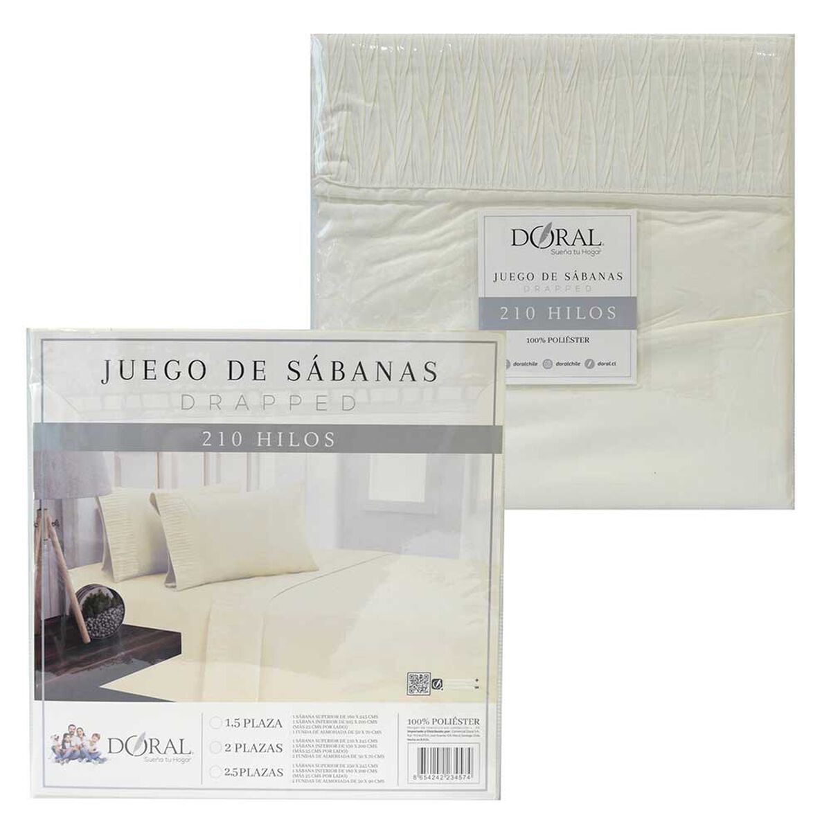 Juego de S&aacute;banas Doral 2 Plazas Lisas Crudo