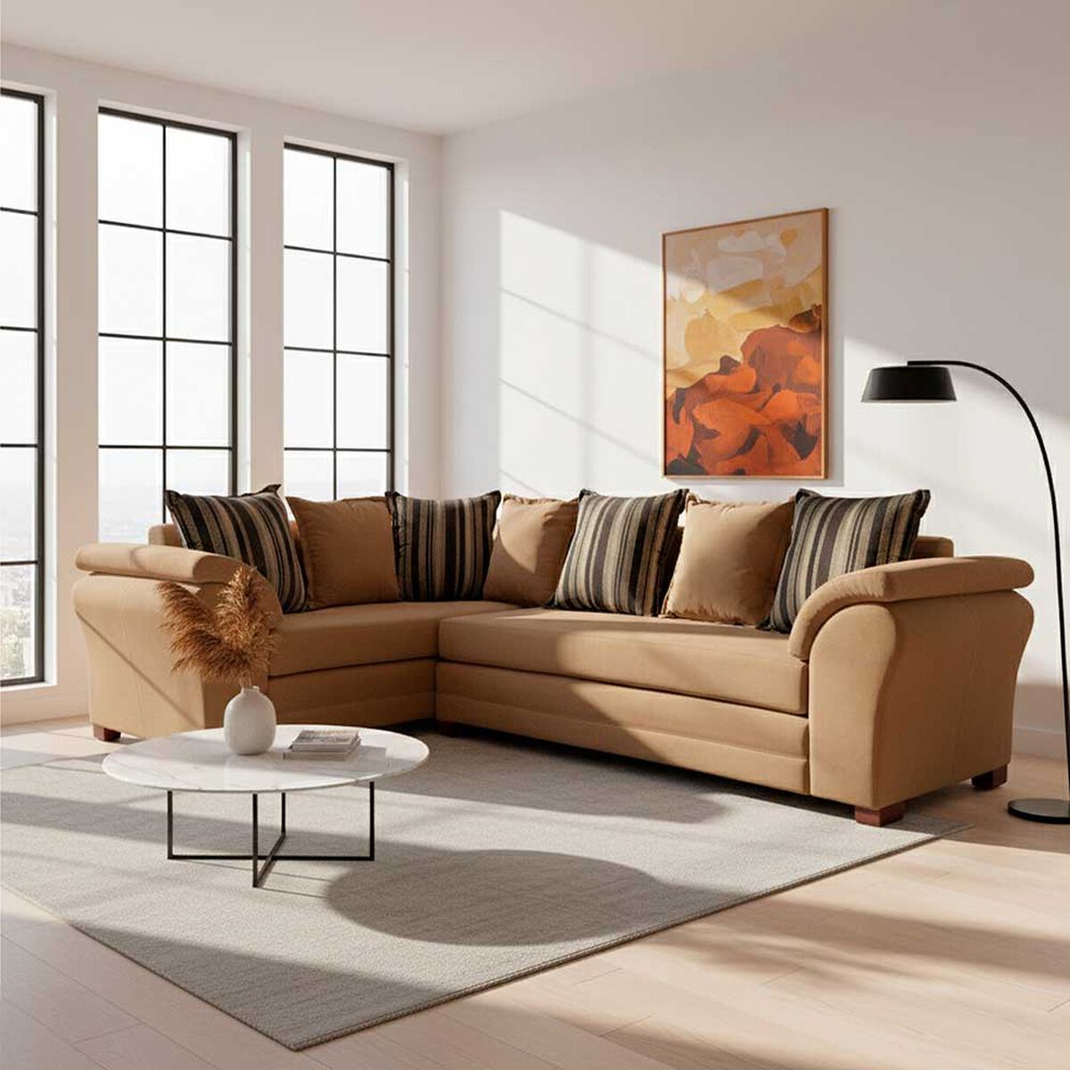 Sof&aacute; Seccional Izquierdo Living Factory Capri 5 Cuerpos Chocolate