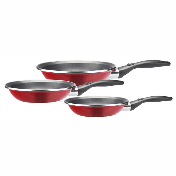 Pack 3 Sartenes Acero Vitrificado Megefesa Coral 18-20-24 cm