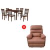 Combo Juego de Comedor Casanova Milan 6 Sillas Café + Bergere Casanova York Café
