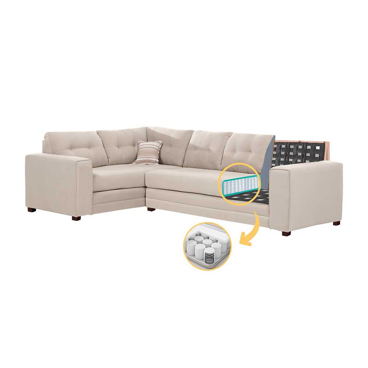 Sof&aacute; Seccional Izquierdo Living Factory Dubai 5 Cuerpos Beige
