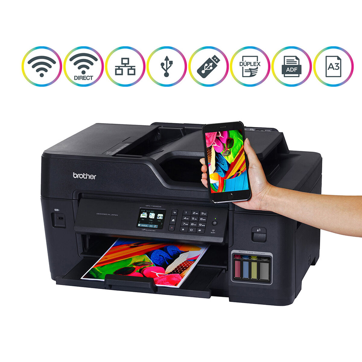 Multifuncional Brother Tinta Continua A3 MFCT4500DW Wi-Fi