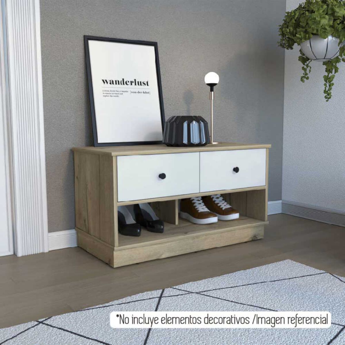 Zapatero TuHome Bi Color Duna Blanco 2 Cajone