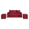 Sofá Bodevir Kendy 3 Cuerpos + Dos Pouf Cali Rojo