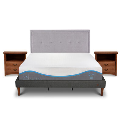 Imagen 1 del producto Cama Europea CIC King Alaska + Respaldo + 2 Veladores