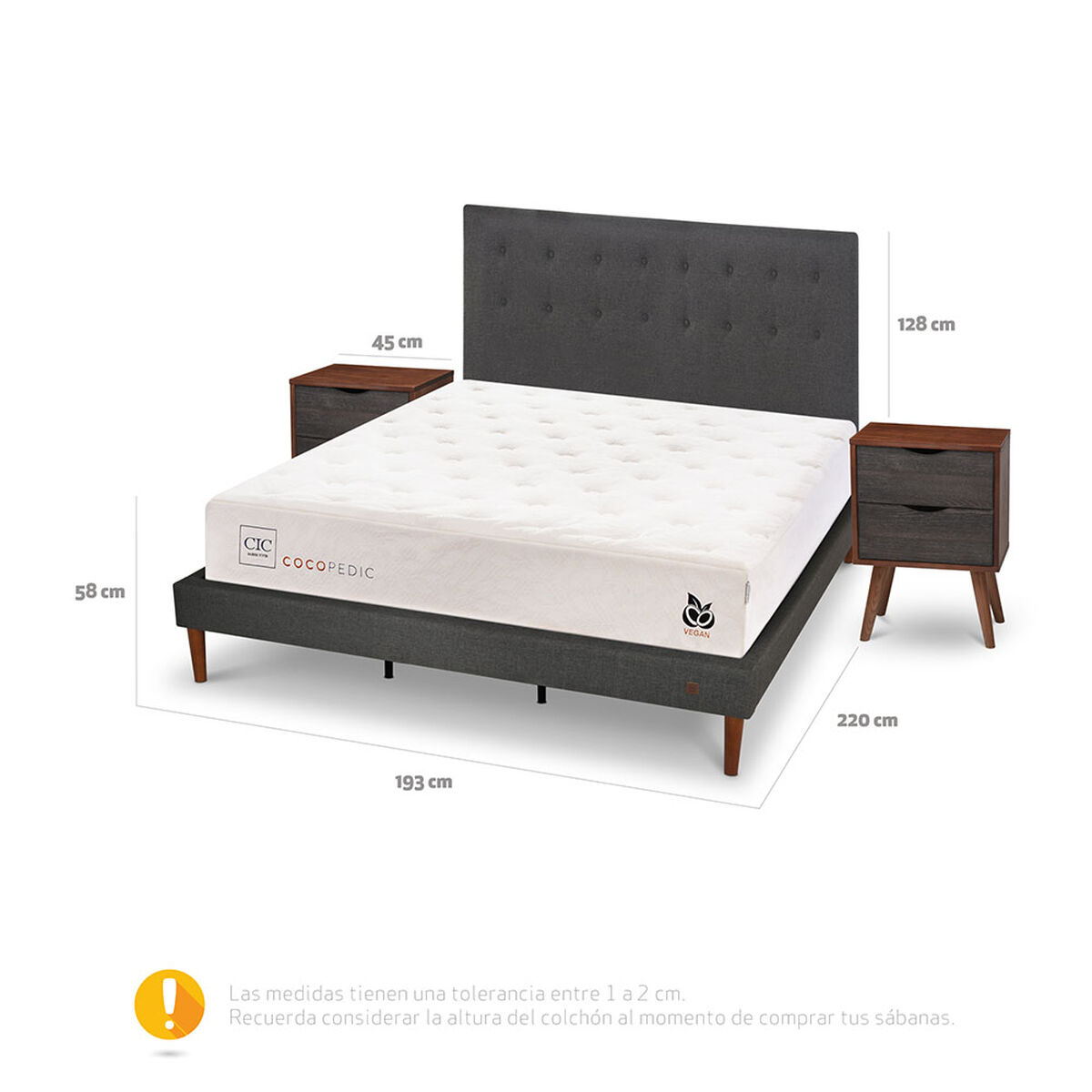 Cama Europea CIC Base Normal King Cocopedic