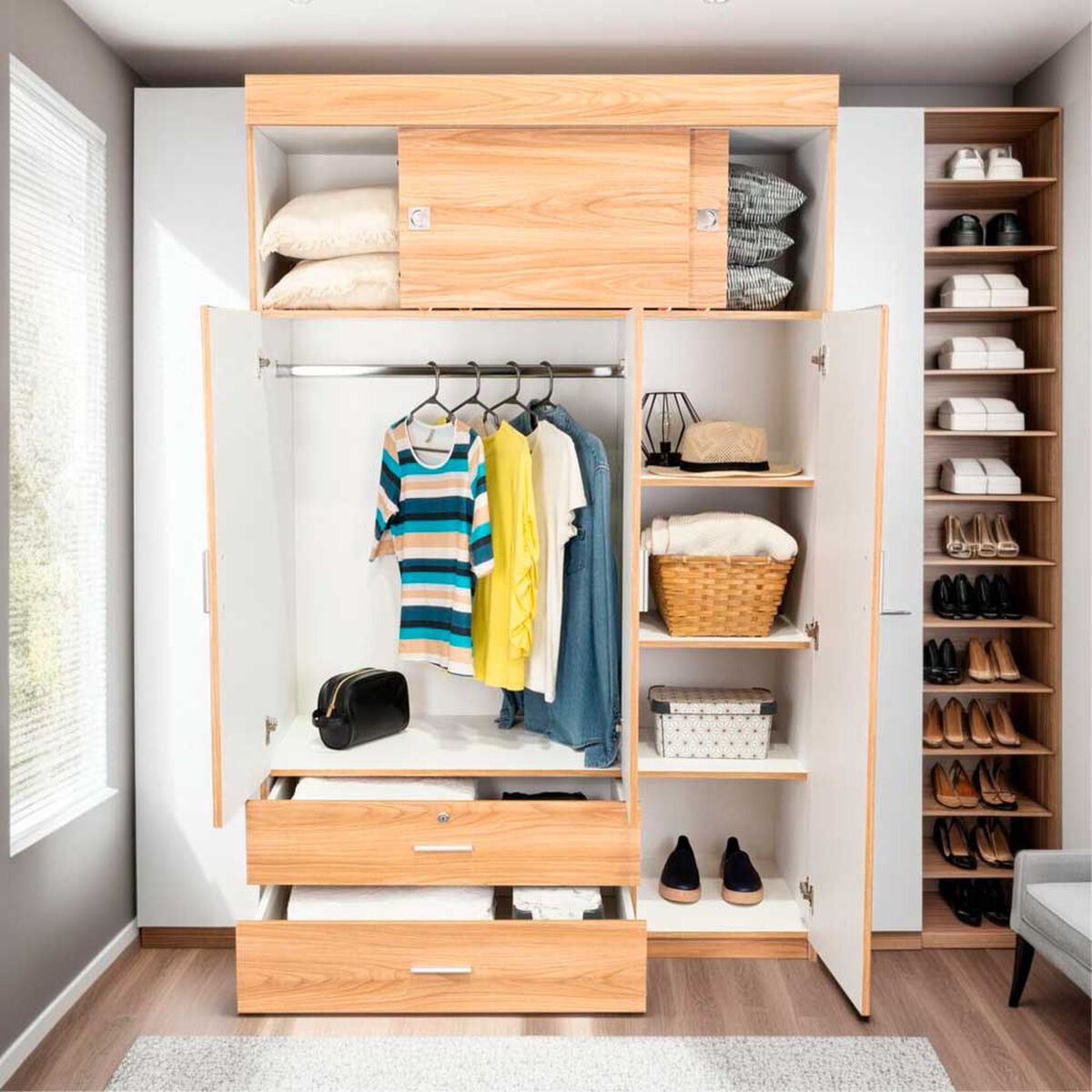 Closet Tuhome Manila 5 Puertas 2 Cajones Duna Blanco