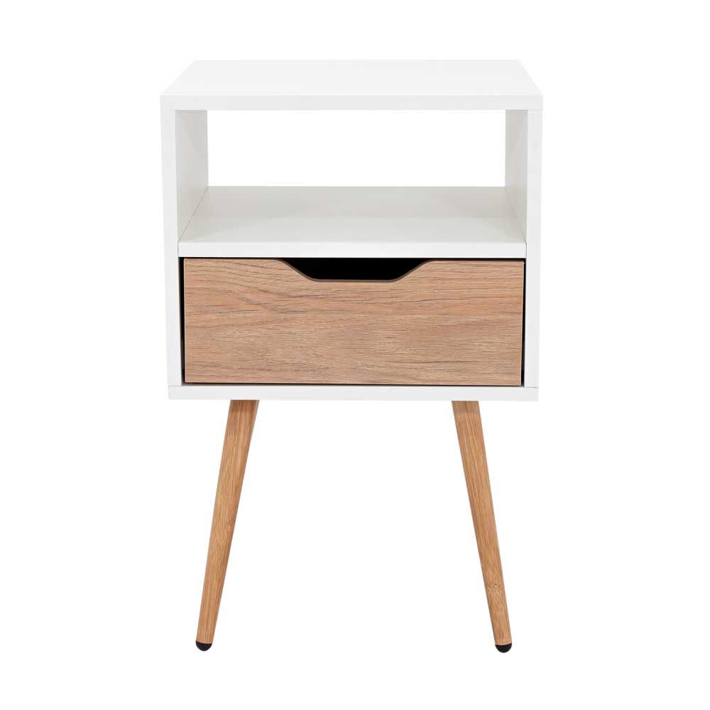 Velador TuHome Otom 1 Cajones Blanco y Rovere