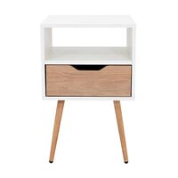 Velador TuHome Otom 1 Cajones Blanco y Rovere