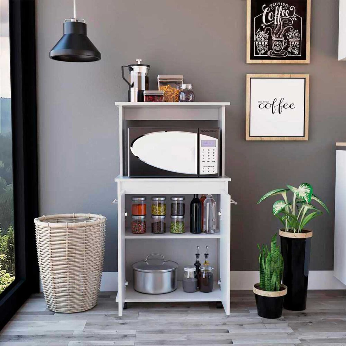 Mueble para Microondas TuHome Manchester Blanco 2 Puertas