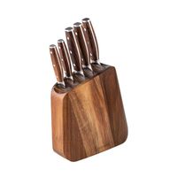Set 5 Cuchillos Simplit Holz Acero Inoxidable + Taco Café