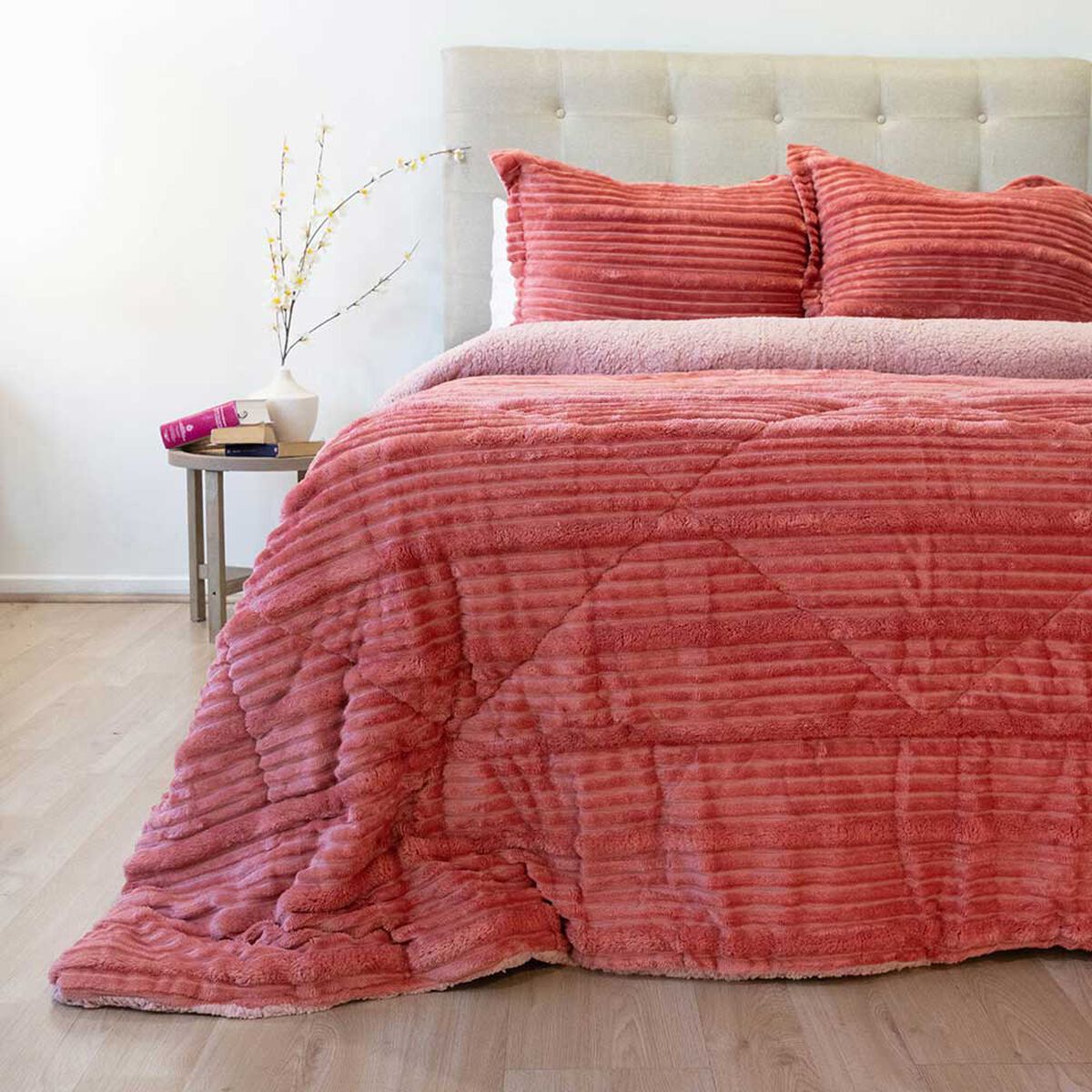Cubrecama Doral King Touch Nebula Sherpa Coral