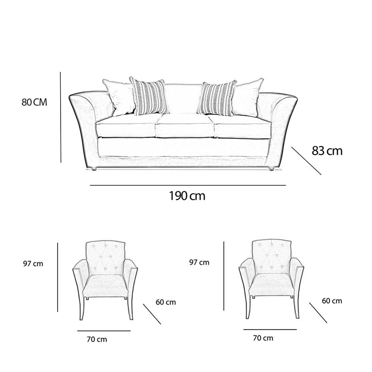 Juego de Living Elegant Detail Minesota Sof&aacute; 3 Cuerpos + Dos Sitiales Caf&eacute;