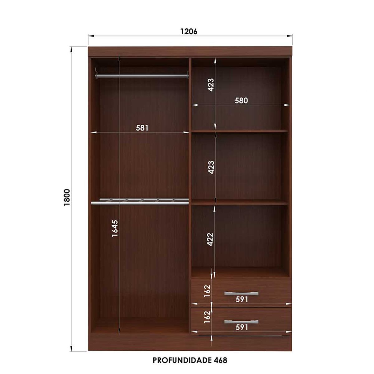 Clóset S444  4 Puertas 2 Cajones