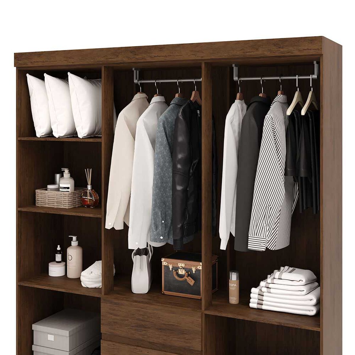 Cl&oacute;set Vekkahome Americano 6 Puertas 2 Cajones Caf&eacute;