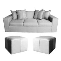 Sofá Muebles MYM Maxi 3 Cuerpos + Dos Pouf 1 Cuerpo Gris