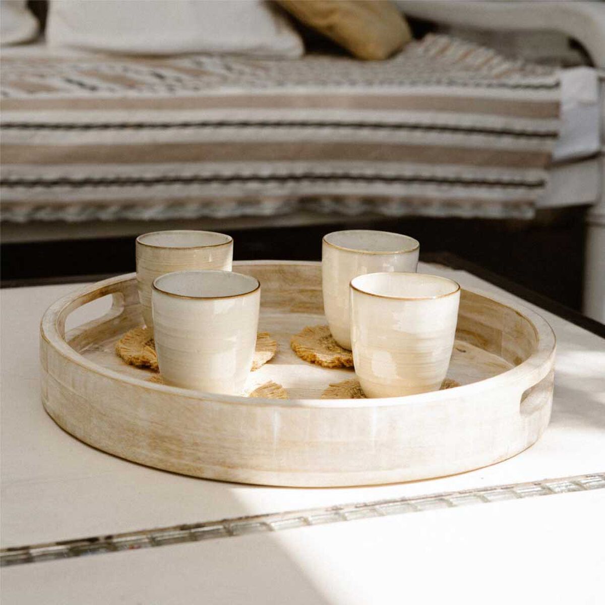 Set 4 Vasos Simplit Siena Cer&aacute;mica Gres 270 ml Beige