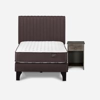 Cama Europea Rosen 1,5 Plazas Ergo T + Respaldo + Velador Café