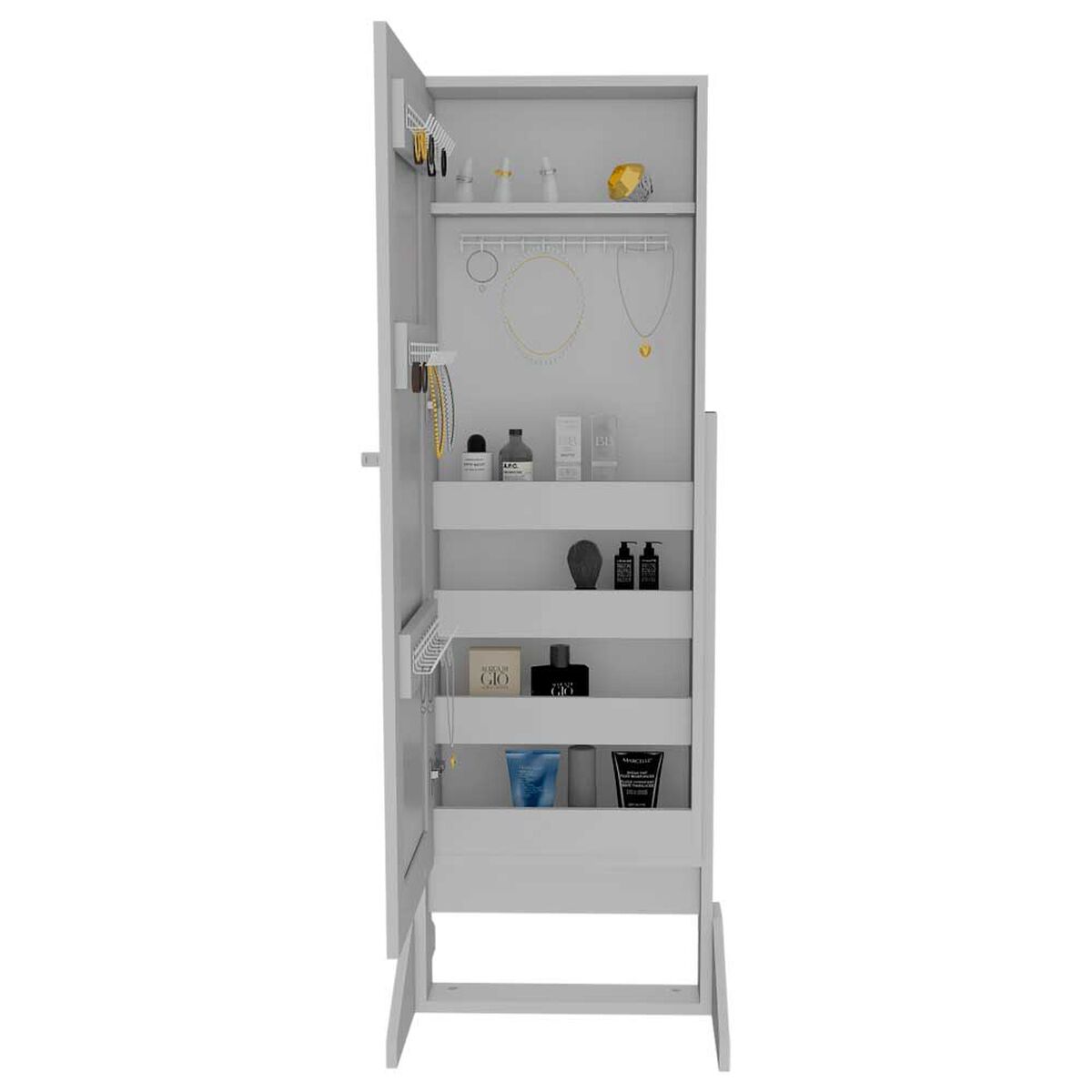 Joyero Tuhome Prisma 1 Puerta con Espejo Integrado Blanco