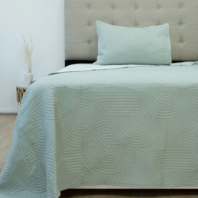 Quilt Doral Hotpress Bi-Color 1,5 Plazas Verde Pastel-Gris