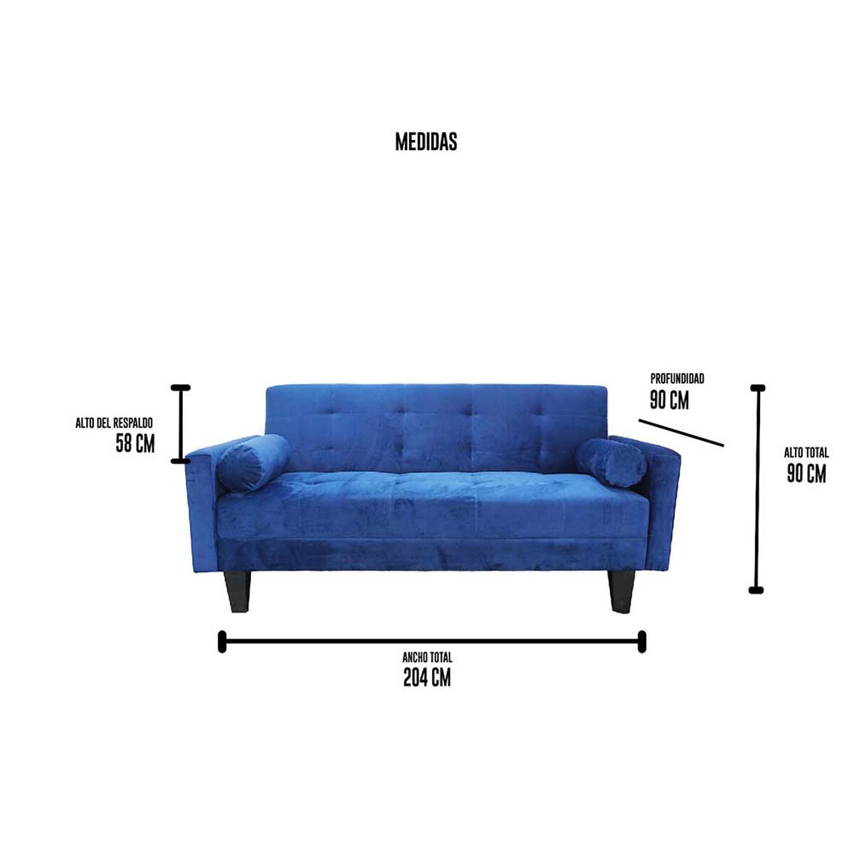 Sofá Cama Deco Class Esparta 3 Cuerpos Azul