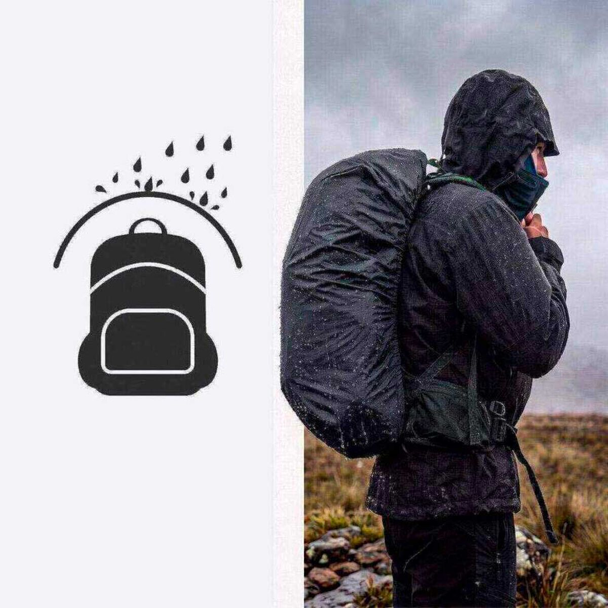 Cubre Mochila Contra Agua Impermeable Funda 45Lts Negra Pro Outdoor