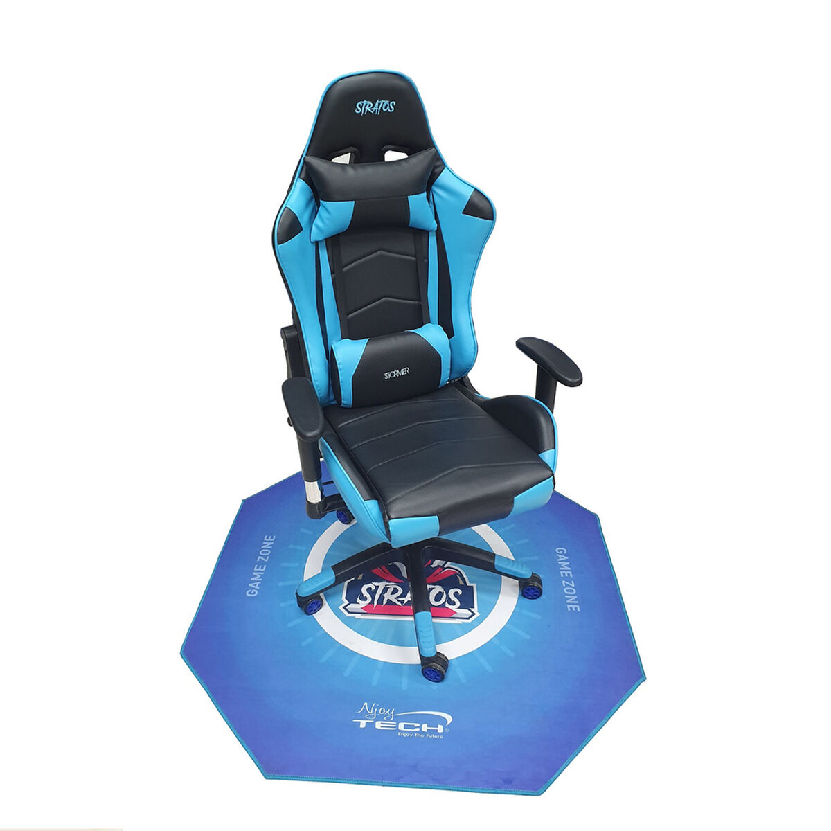 Silla Gamer Stratos Celeste + Alfombra Njoytech