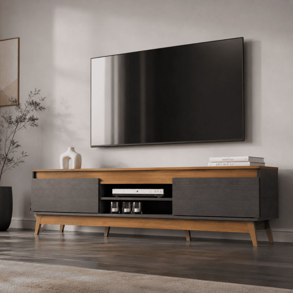 Rack TV Exit Texas hasta 70" Roble Grafito