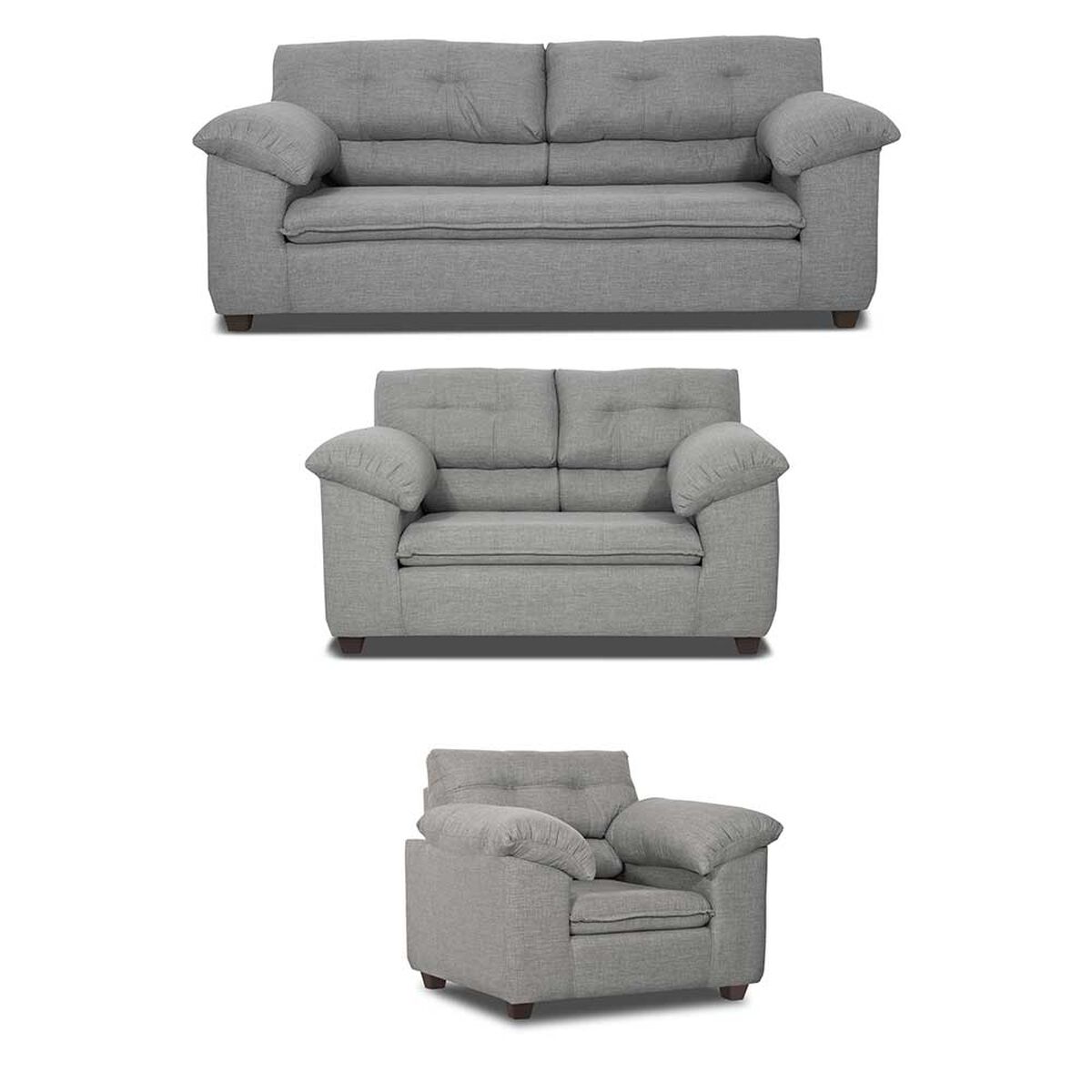 Juego de Living Innovamuebles Liverpool Córdoba Sofá 3 Cuerpos + Sofá 2 Cuerpos + Butaca 1 Cuerpo 1 Cuerpo Gris Claro 