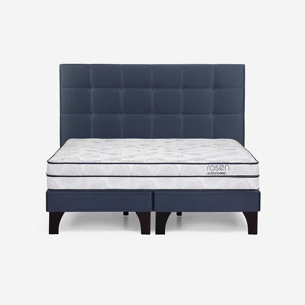 Cama Europea Rosen Base Dividida King Autonomy Sky + Respaldo