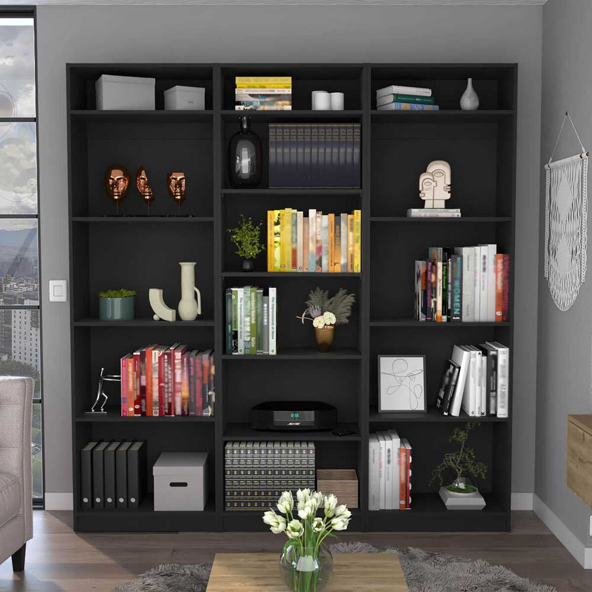 2 Estantes 4 Repisas + Estante 5 Repisas + 3 Complementos TuHome Home Wengue