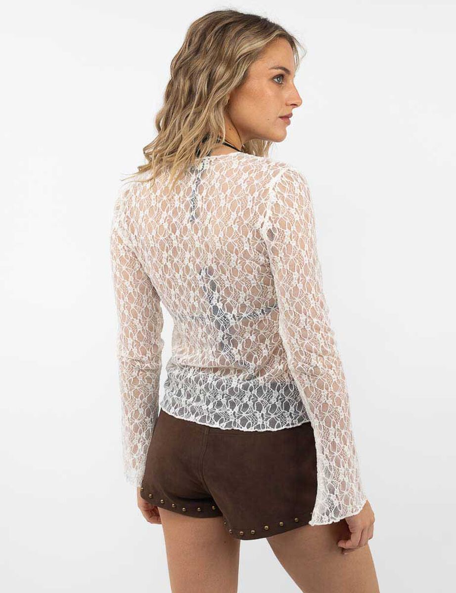 Polera Encaje Manga Larga Mujer Icono