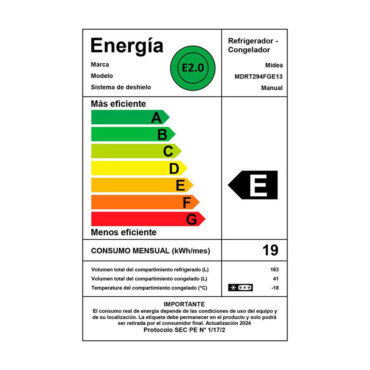 Refrigerador Fr&iacute;o Directo Midea MDRT294FGE13 204 lts.