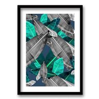 Cuadro Decorativo Retela Hojas Gris Verde 40 x 30 cm